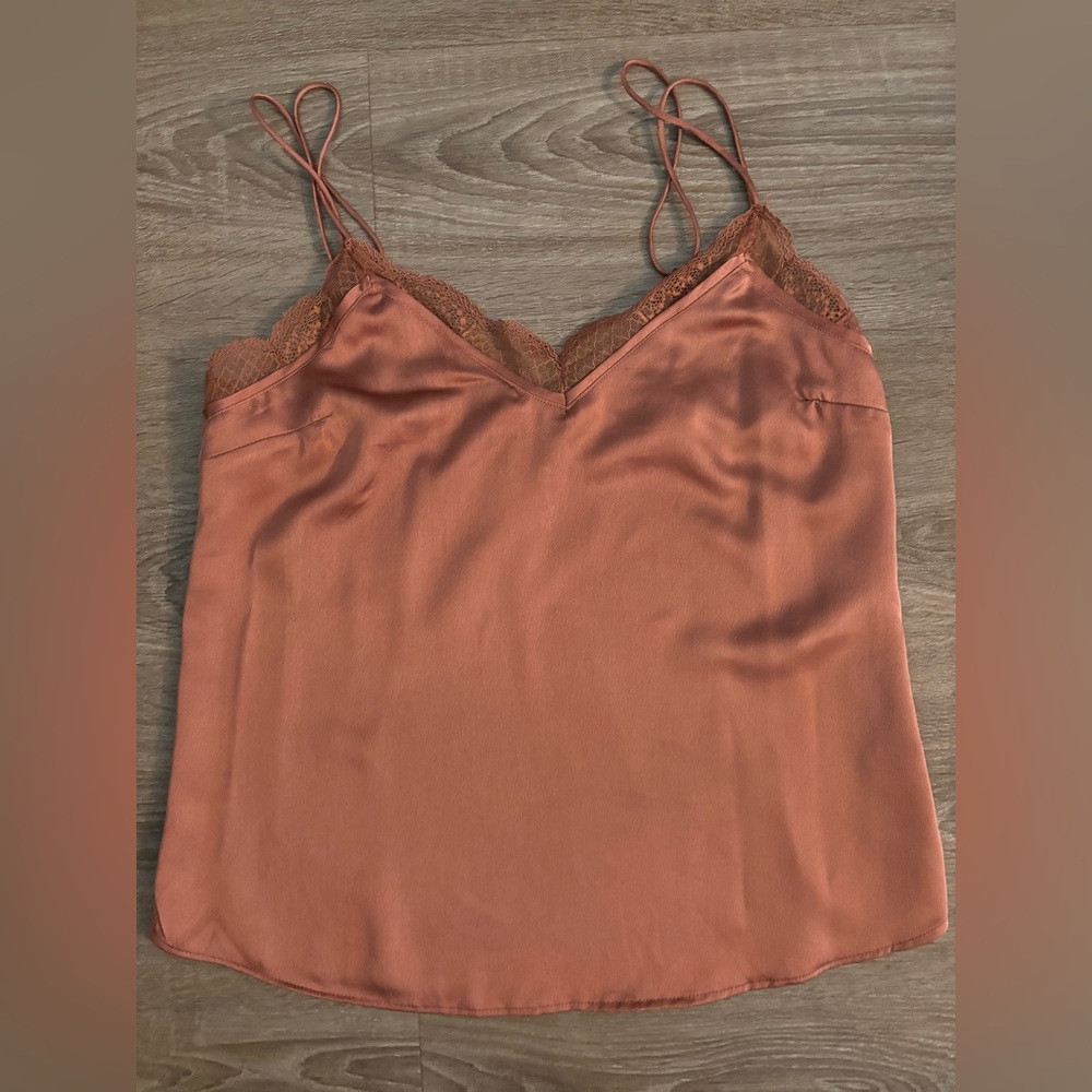 Abercrombie Fitch Copper silk cami bodysuit shirt Medium.